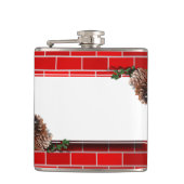 赤レンガの背景を持つクリスマスラベル フラスク (正面)