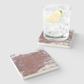 赤レンガテクスチャ壁、正方形コースター ストーンコースター (横)