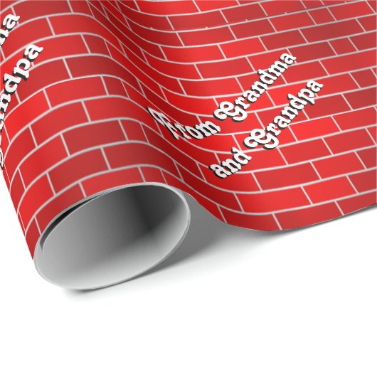 赤レンガパーソナライズされたのクリスマス ラッピングペーパー (ロールコーナー)