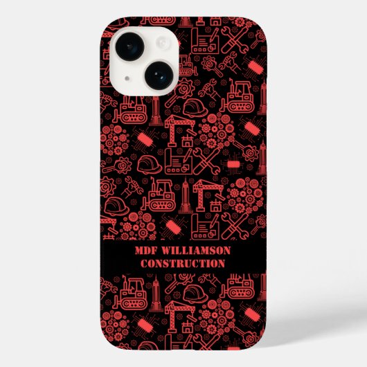 赤レンガ建築設計図のエンジニアパターン Case-Mate iPhoneケース (裏面)