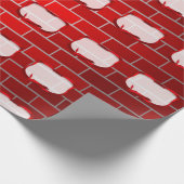 赤レンガ背景（赤リボン付き）ラベル ラッピングペーパー (角)