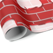 赤レンガ背景（赤リボン付き）ラベル ラッピングペーパー (ロールコーナー)