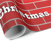 赤レンガ雪のドリフト付き – 雪の上 ラッピングペーパー (ロールコーナー)