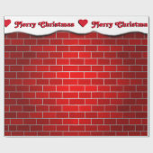 赤レンガ雪のドリフト付き – 雪の上 ラッピングペーパー (フラット)