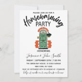 赤レンモダンガエレガント引っ越し祝いパーティーパーティー 招待状 (正面)