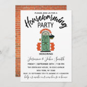 赤レンモダンガエレガント引っ越し祝いパーティーパーティー 招待状 (正面/裏面)