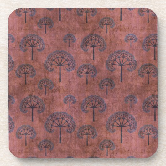 赤レースのようい青グランジ木 コースター (正面)