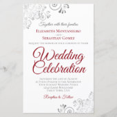 赤レースのようと白の予算の結婚式が大きく招待 (正面)