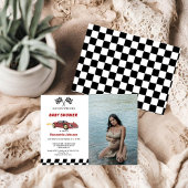 赤レースカーボーイベビーシャワー 招待状