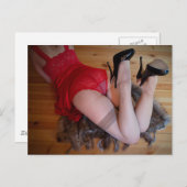 赤レースランジェリー写真はがき ポストカード (正面/裏面)