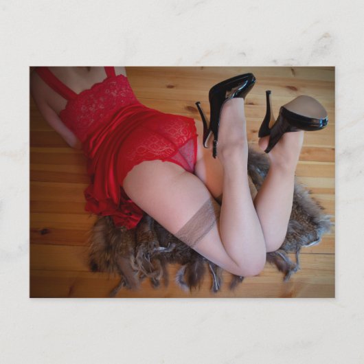 赤レースランジェリー写真はがき ポストカード (正面)