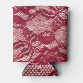 赤レース：弾性ジャカードテキスタイル。 缶クーラー (正面)