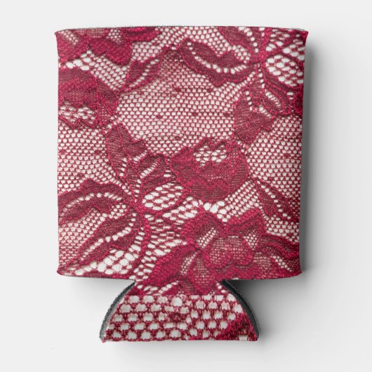 赤レース：弾性ジャカードテキスタイル。 缶クーラー (正面)