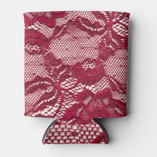 赤レース：弾性ジャカードテキスタイル。 缶クーラー (正面)