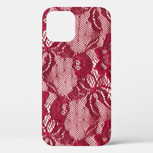赤レース:弾性ジャカードテキスタイル。 Case-Mate iPhoneケース (裏面)
