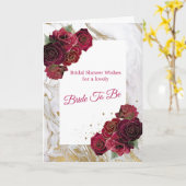 赤ロエレガントーゼズ金ゴールドマーブルブライダルシャワー カード (黄色い花)