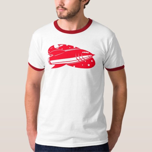 赤ロケットレトロ Tシャツ (正面)