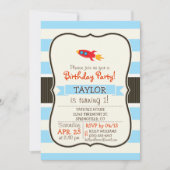 赤ロケット宇宙船;ライトブルーストライプ 招待状 (正面)