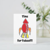 赤ロケット船宇宙船かわいい漫画 ポストカード (スタンド正面)