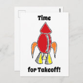 赤ロケット船宇宙船かわいい漫画 ポストカード (正面/裏面)