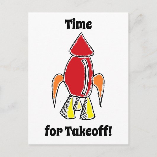 赤ロケット船宇宙船かわいい漫画 ポストカード (正面)