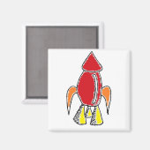 赤ロケット船宇宙船かわいい漫画 マグネット (正面/裏面)
