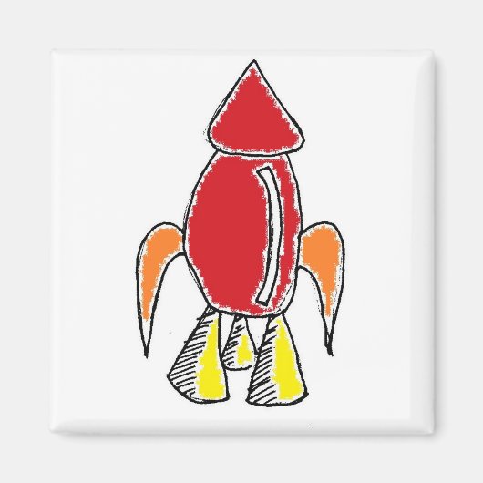 赤ロケット船宇宙船かわいい漫画 マグネット (正面)