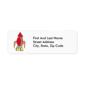 赤ロケット船宇宙船かわいい漫画 ラベル