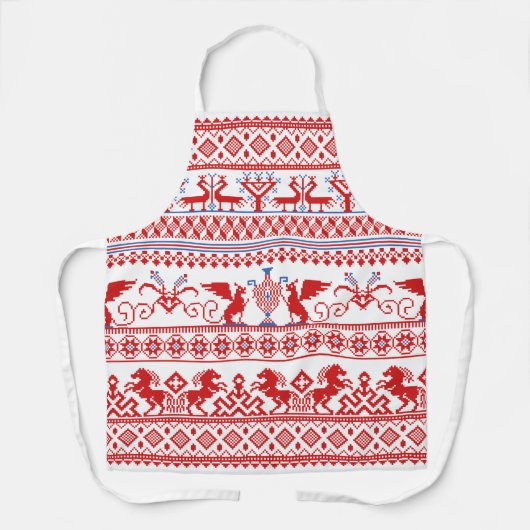 赤ロシアの伝統的オーナメント エプロン (正面)