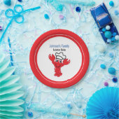 赤ロブスターかわいい漫画シェフハットイラストレーション ペーパープレート (パーティー)