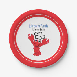 赤ロブスターかわいい漫画シェフハットイラストレーション ペーパープレート