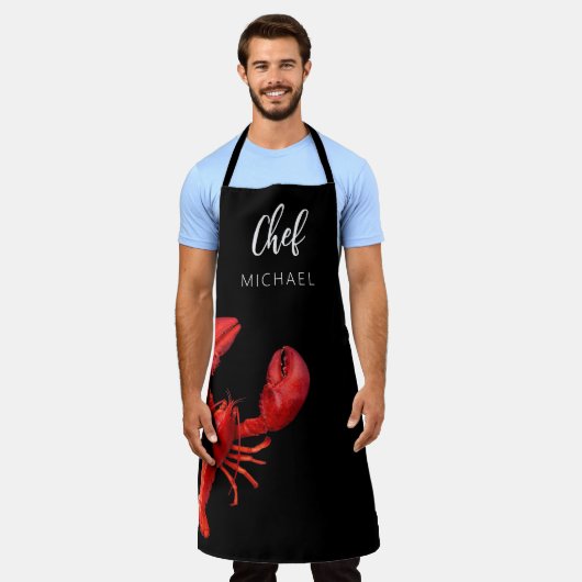 赤ロブスタークロウフィッシュ煮沸パーティー名シェフ調理師 エプロン (着用した状態)