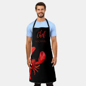赤ロブスタークロウフィッシュ煮沸パーティー名シェフ調理師 エプロン (着用した状態)