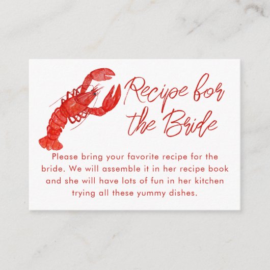 赤ロブスターシーフードビーチをテーマにしたレシピリクエスト エンクロージャーカード (正面)