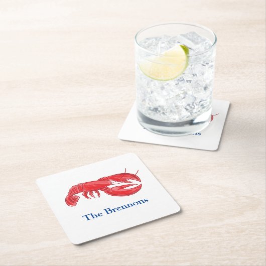 赤ロブスターパーソナライズされたパーティー スクエアペーパーコースター (インサイチュ)