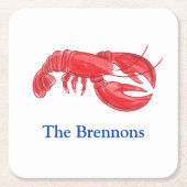 赤ロブスターパーソナライズされたパーティー スクエアペーパーコースター (正面)