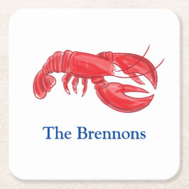 赤ロブスターパーソナライズされたパーティー スクエアペーパーコースター