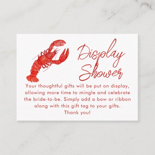 赤ロブスタービーチ表示シャワーブライダルシャワー エンクロージャーカード (正面)