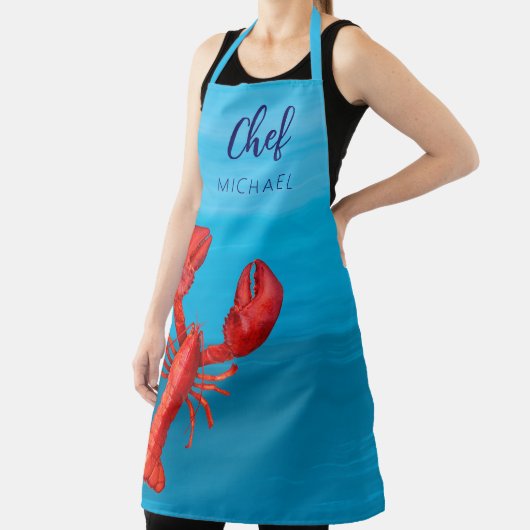 赤ロブスターブルーシークロウフィッシュ煮沸パーティーシェフ調理師 エプロン (インサイチュ)