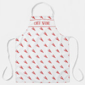 赤ロブスタープリントキッチンエプロン男性へと女性 エプロン (正面)