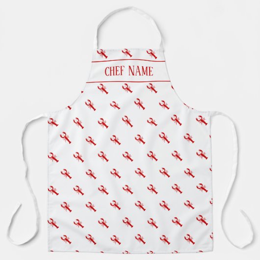 赤ロブスタープリントキッチンエプロン男性へと女性 エプロン (正面)