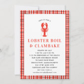 赤ロブスターボイルクランベイサマーパーティークックアウト 招待状 (正面)