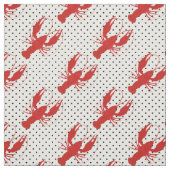 赤ロブスター水玉模様白 ファブリック (見本)