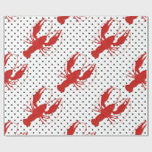 赤ロブスター水玉模様白 ラッピングペーパー (フラット)
