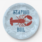 赤ロブスター甲殻類シーフード紙プレート ペーパープレート (正面)