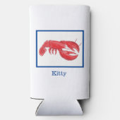 赤ロブスター パーソナライズされた スリム缶クーラー (裏面)