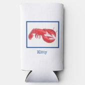 赤ロブスター パーソナライズされた スリム缶クーラー (正面)