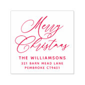 赤ロマンチックなメリークリスマススクリプト差出人住所 セルフインキングスタンプ (デザイン)