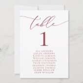 赤ロマンチックな休日シーティングテーブル番号 招待状 (正面)