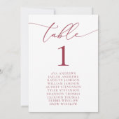 赤ロマンチックな休日シーティングテーブル番号 招待状 (裏面)